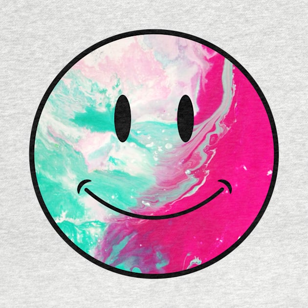 electric neon psychedelic oil spill smiley face by opptop